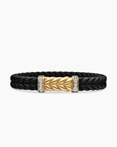 Chevron Bracelet in Black Rubber with 18K Yellow Gold and Diamonds, 9mm